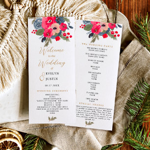 Elegante programa de bodas floridas púrpura en oto