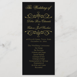 Elegante programa de Bodas Flourish en Negro y Oro