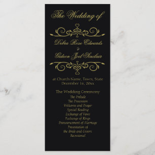 Elegante programa de Bodas Flourish en Negro y Oro