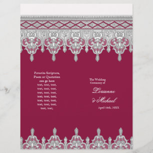 Elegante programa de bodas formales de encaje blan