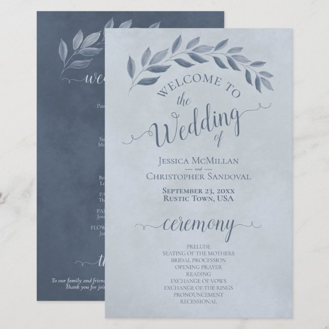 Elegante programa de bodas presupuestales de Dusty (Anverso / Reverso)