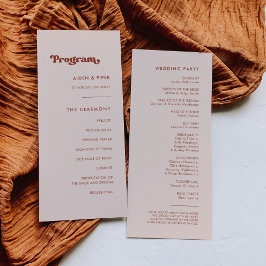 Elegante programa de bodas rosa de durazno retro