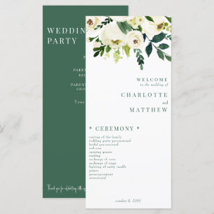 Elegante programa de Bodas Verde y Blanca Floral B
