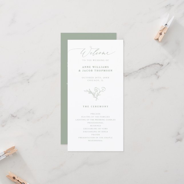 Elegante programa de Boho Floral Wedding (Anverso/Reverso In Situ)