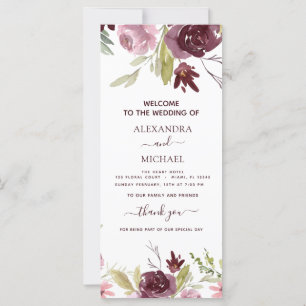 Elegante programa de casamiento con acuarela flora