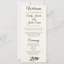 Elegante programa de casamiento de acuarela