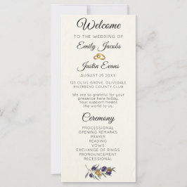 Elegante programa de casamiento de acuarela