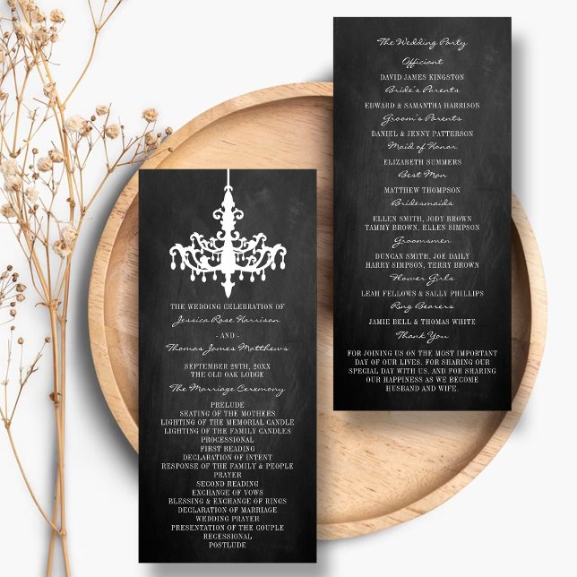 Elegante programa de casamiento de Chalkboard (Subido por el creador)