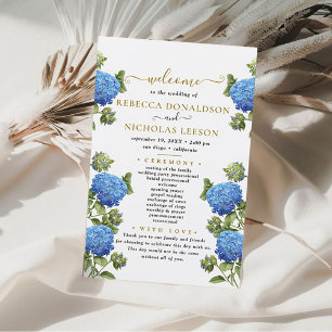 Elegante programa de casamiento de flores azules