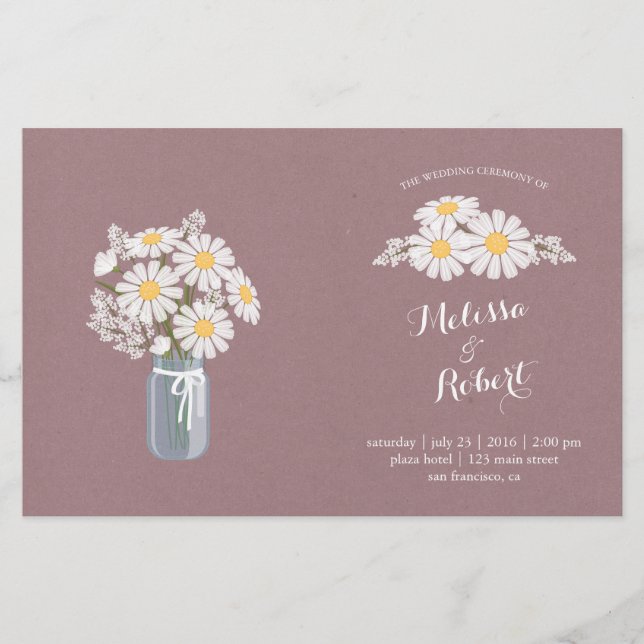 Elegante programa de casamiento de maricones blanc (Anverso)