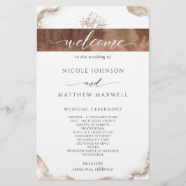 Elegante programa de casamiento de tonos de tierra