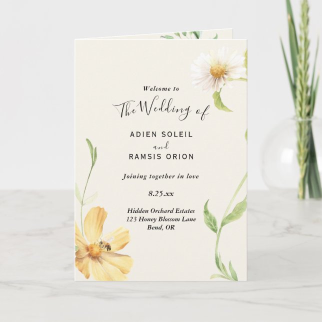 Elegante programa de casamiento doblado de margari (Anverso)
