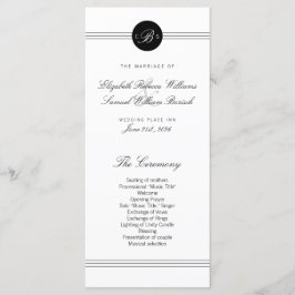 Elegante programa de casamiento en Monograma Blanc