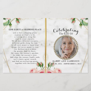 Elegante programa de celebración de la vida con fl