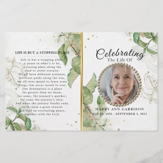 Elegante programa de celebración de la vida en la  (Anverso)