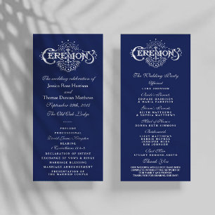 Elegante programa de ceremonias de Boda azul y bla