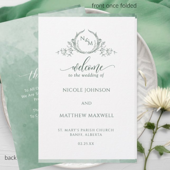 Elegante programa de ceremonias de Boda plegado ve (Subido por el creador)