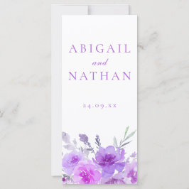 Elegante programa de ceremonias de Boda púrpura de