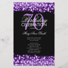 Elegante programa de cumpleaños 70 Purple con menú