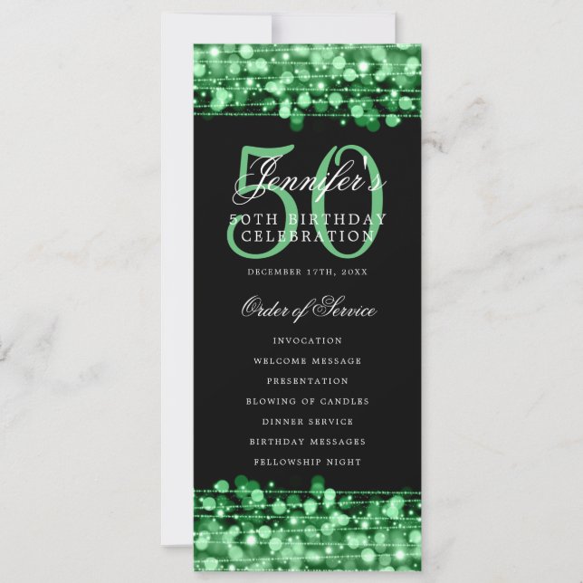 Elegante programa de cumpleaños número 50 Luces ve (Anverso)
