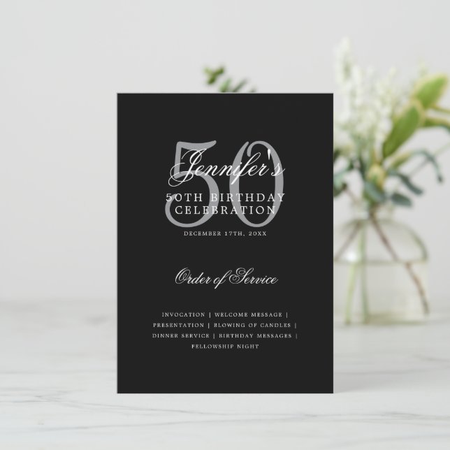 Elegante programa de cumpleaños número 50 Plata Ne (Anverso de pie)