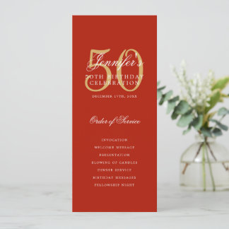 Elegante programa de cumpleaños número 50 Red Gold