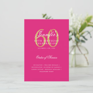 Elegante programa de cumpleaños número 60 Menú dor