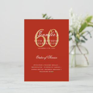 Elegante programa de cumpleaños número 60 Menú roj