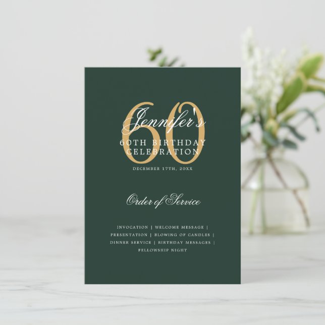 Elegante programa de cumpleaños número 60 Menú ver (Anverso de pie)