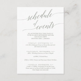 Elegante programa de eventos del Boda verde sabio