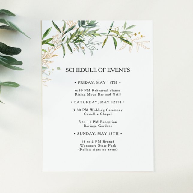 Elegante programa de eventos para Bodas de la vege (Subido por el creador)