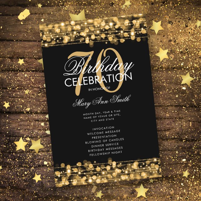 Elegante Programa de Fiesta de Cumpleaños 70 Oro c (Subido por el creador)