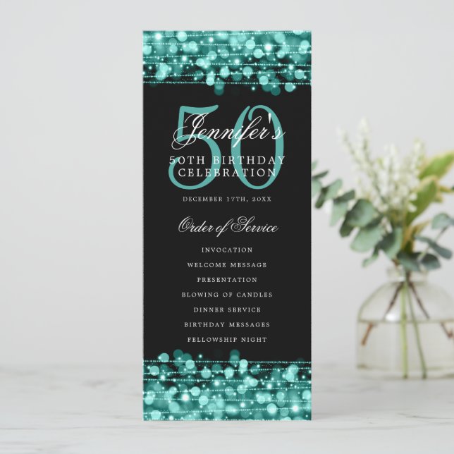 Elegante programa de fiestas de cumpleaños número  (Anverso de pie)