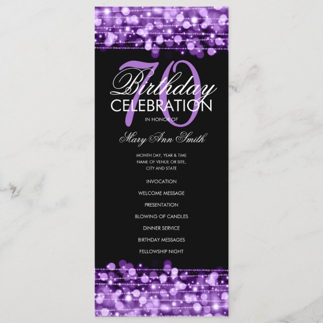 Elegante programa de fiestas de cumpleaños número  (Anverso)