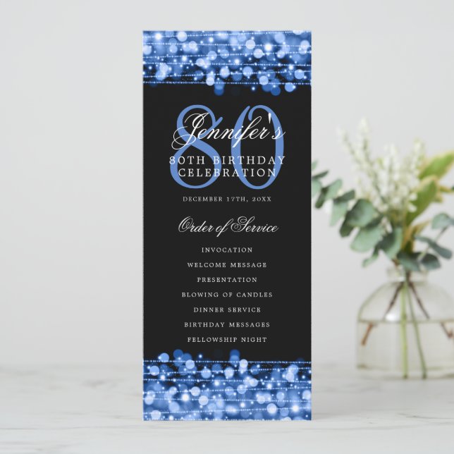 Elegante programa de fiestas de cumpleaños número  (Anverso de pie)