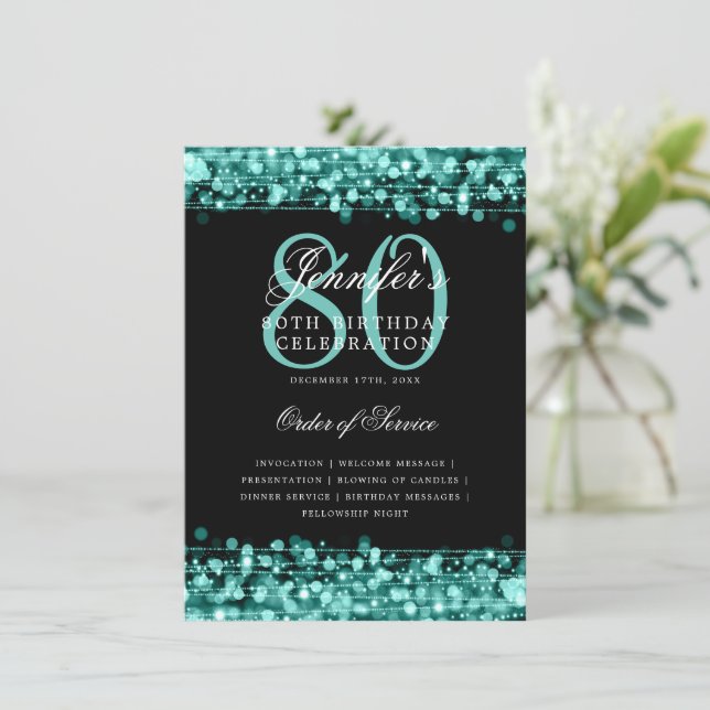 Elegante programa de fiestas de cumpleaños número  (Anverso de pie)
