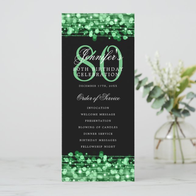Elegante programa de fiestas de cumpleaños número  (Anverso de pie)