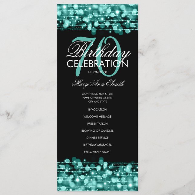 Elegante programa de fiestas de cumpleaños número  (Anverso)