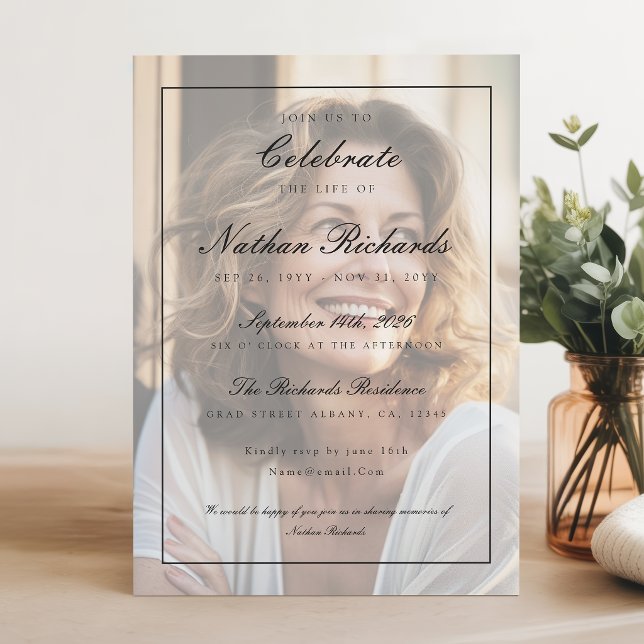 Elegante Programa de Funeral con Caligrafía y Foto (Subido por el creador)