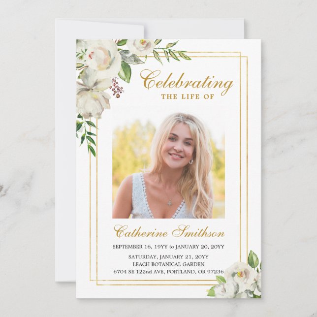 Elegante programa de funeral floral imprimible (Anverso)