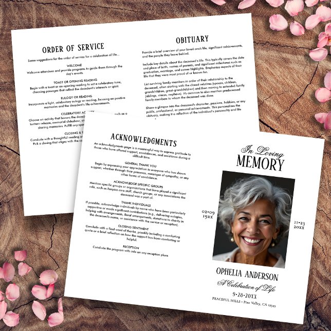 Elegante programa de funerales de fotos en blanco  (Subido por el creador)