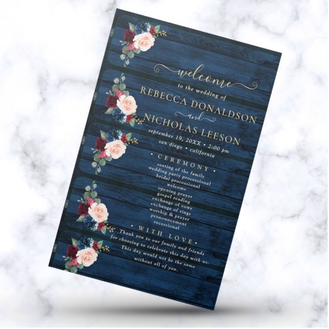 Elegante programa de matrimonio de caligrafía flor (Subido por el creador)