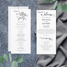 Elegante programa de matrimonio de caligrafía romá