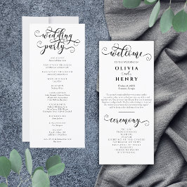 Elegante programa de matrimonio de caligrafía romá