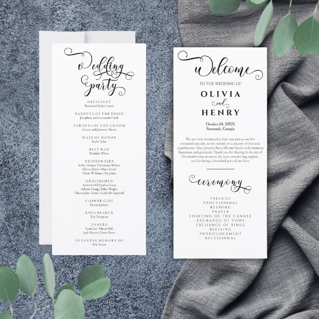 Elegante programa de matrimonio de caligrafía romá (Subido por el creador)