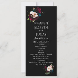 Elegante programa de matrimonio floral negro y vib