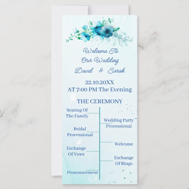 Elegante programa de matrimonio personalizado con  (Anverso)