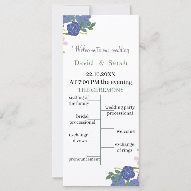 Elegante programa de matrimonio personalizado con  (Anverso)