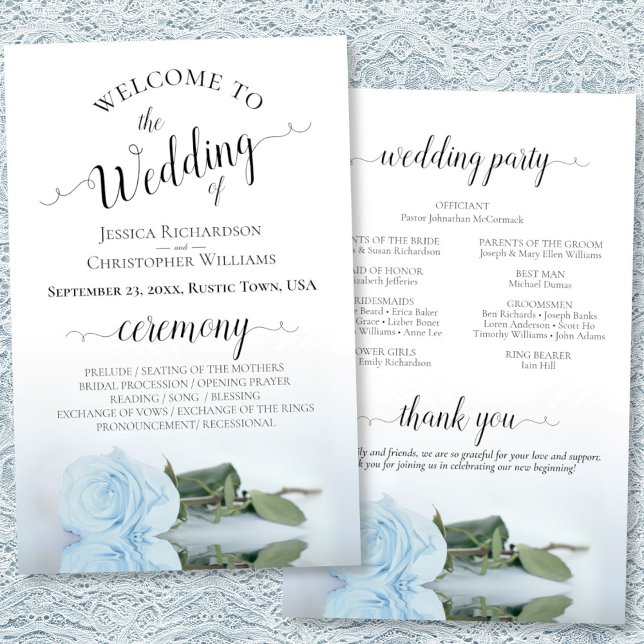 Elegante programa de matrimonio presupuestal Dusty (Front/Back)