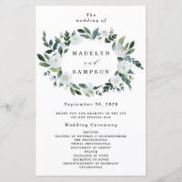 Elegante programa de matrimonio rústico con flores